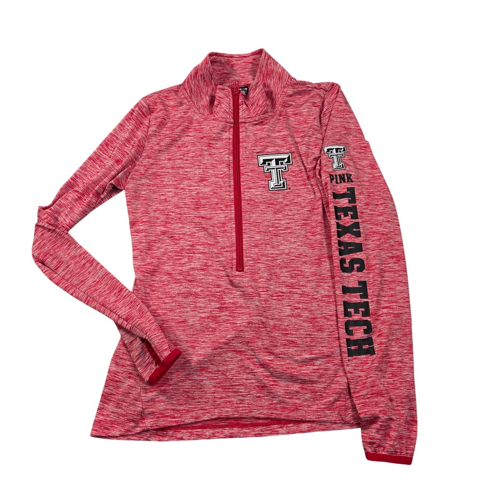 Texas Tech Red Raiders x Victoria's Secret PINK 1/4 Zip Pullover Red Marl Medium